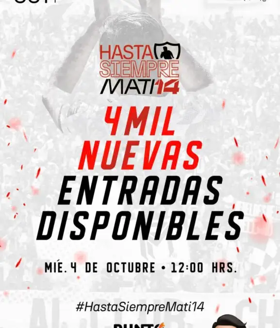 4 mil entradas más se venderán para la despedida de Matías Fernández.