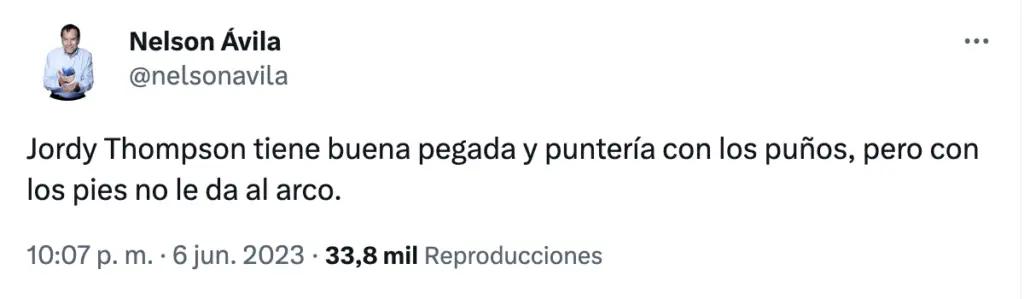 Captura de pantalla del tweet de Nelson Ávila.