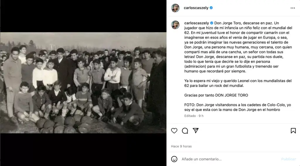 Captura de pantalla publicación de Carlos Caszely.