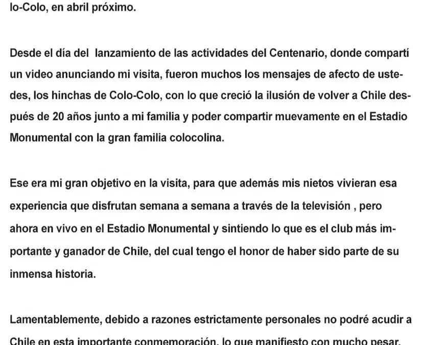 El comunicado emitido por el DT campeón de la Libertadores con el Cacique.