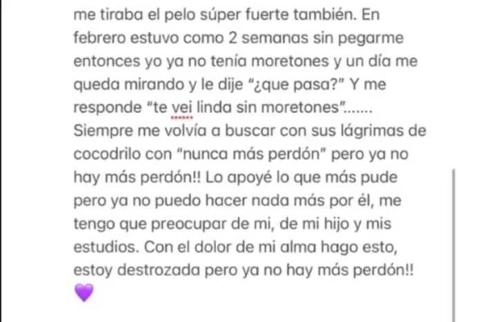 Parte de la denuncia hecha por la ex pareja de Jordhy Thompson.