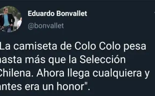Antigua publicación de Eduardo Bonvallet en Twitter (ahora X) sobre la importancia de Colo-Colo.