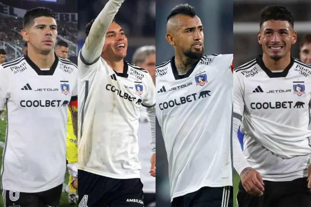 Esteban Pavez, Vicente Pizarro, Arturo Vidal y Alan Saldivia con la camiseta de Colo-Colo.