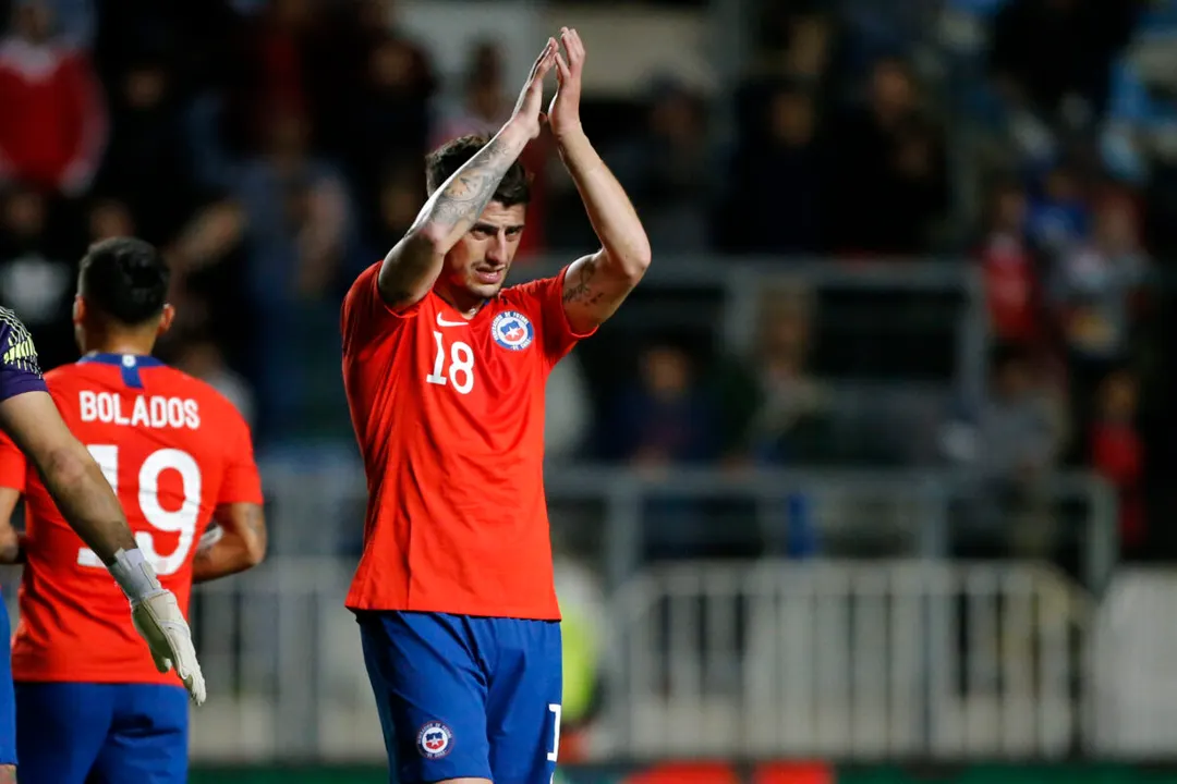 Ángelo Sagal en un partido de la Selección Chilena