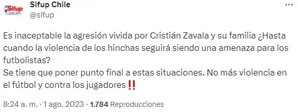 Apoyo del SIFUP a Cristián Zavala tras violento ataque.