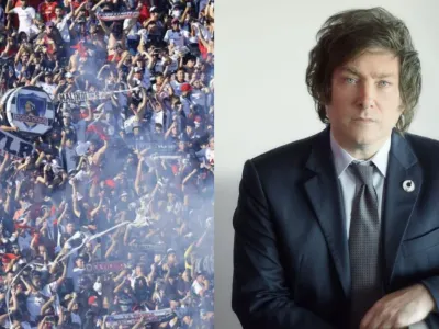 El lienzo de los hinchas de Colo-Colo en contra de Javier Milei que se desplegó en Argentina