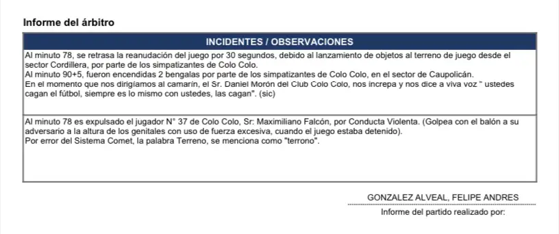 Extracto de informe arbitral de Felipe González.