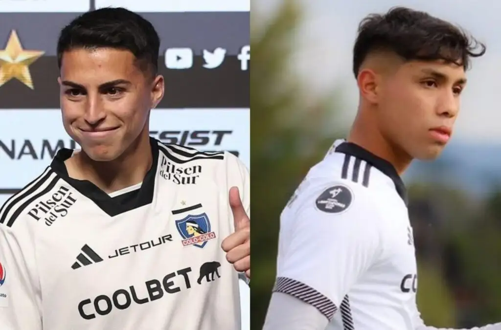 Jonathan Villagra y Cristián Alarcón con camiseta de Colo-Colo.
