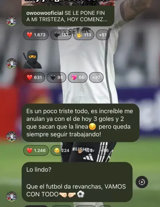 Captura de pantalla del canal de difusión de Cristián Zavala.