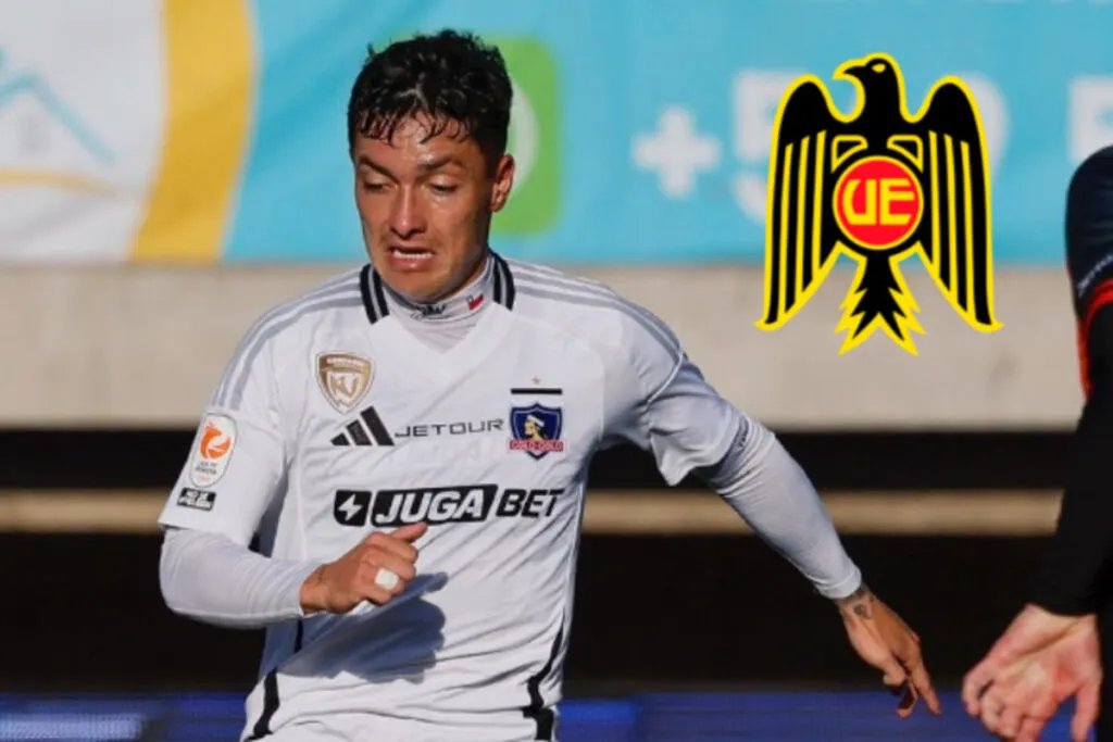 Cristián Zavala con el escudo de Unión Española debido al interés del club por el jugador.