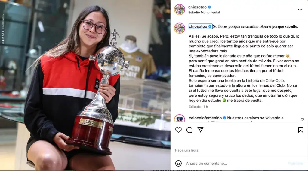 Rocío Soto se despidió de Colo-Colo Femenino.