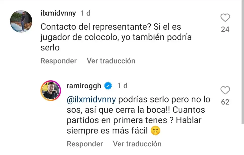 Ramiro González le responde a crítico en redes sociales.