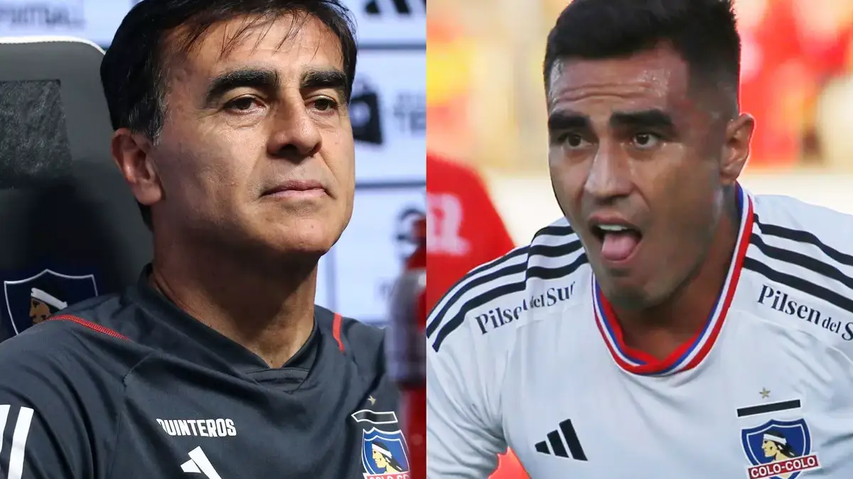 Gustavo Quinteros serio. Darío Lezcano jugando por Colo-Colo.