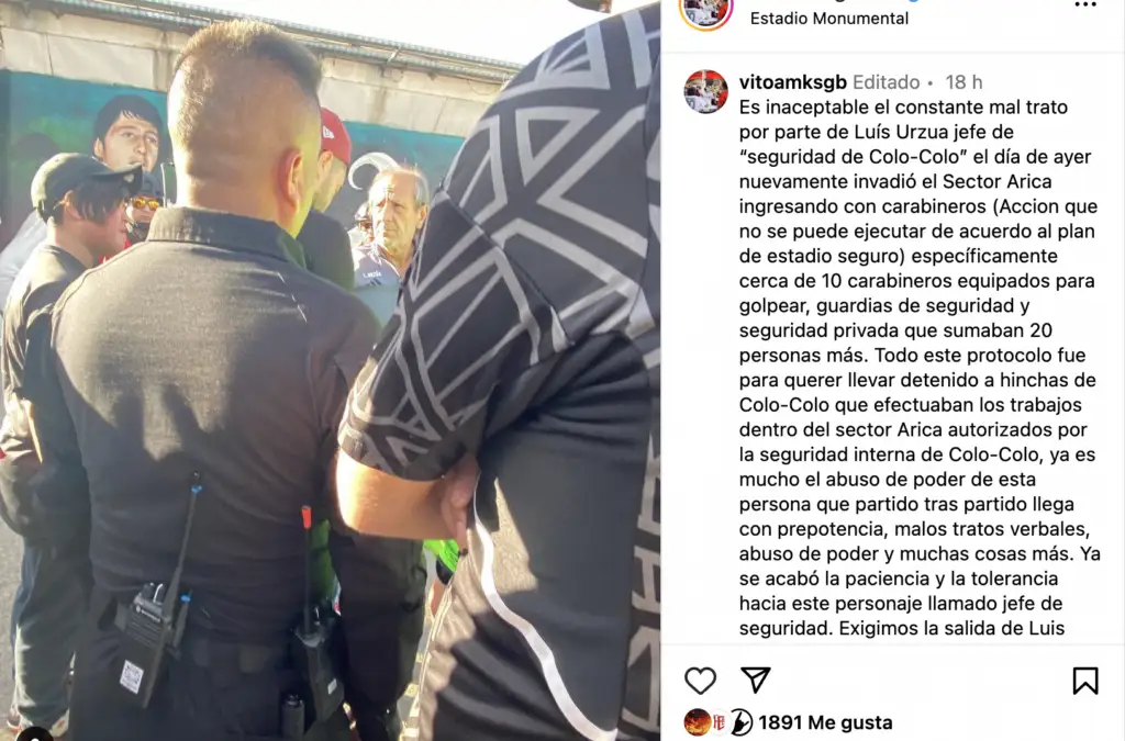 Denuncia realizada por hincha de Colo-Colo en contra de Luis Urzúa.