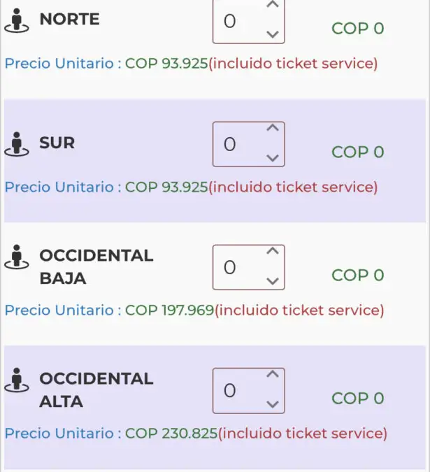16 mil pesos chilenos costará la entrada para el sector Norte en el duelo entre Deportivo Pereira y Colo-Colo.
