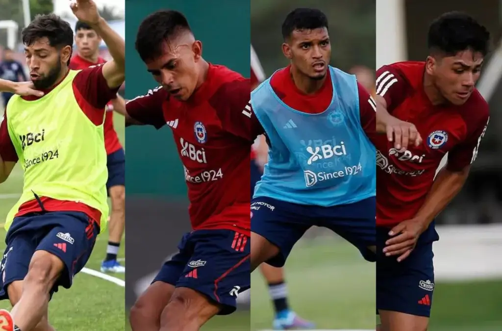 Jeyson Rojas, Vicente Pizarro, Daniel Gutiérrez y Damián Pizarro con la Selección Chilena.