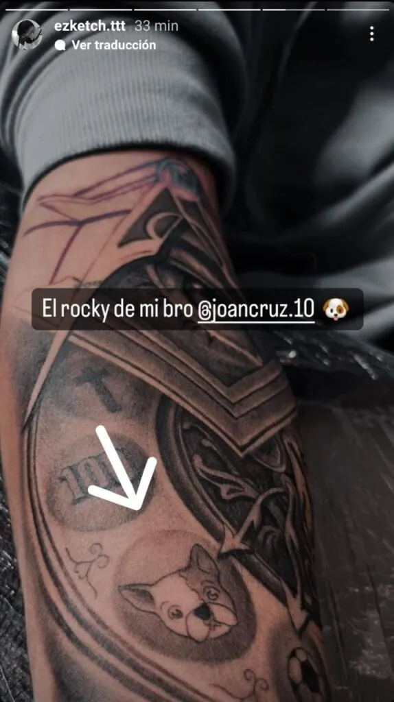Tatuaje de Joan Cruz, subido a sus historias de Instagram