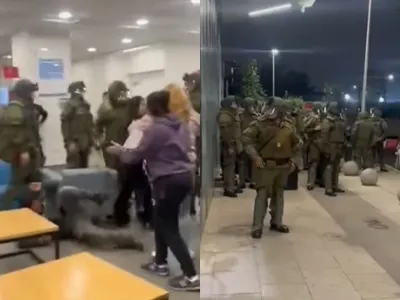 VIDEO | Familias de hinchas de Colo-Colo fallecidos viven tenso momento con Fuerzas Especiales en Clínica BUPA