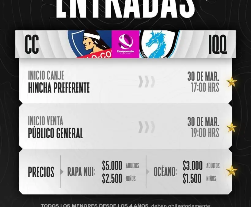 Valor de las entradas Colo-Colo vs Deportes Iquique.