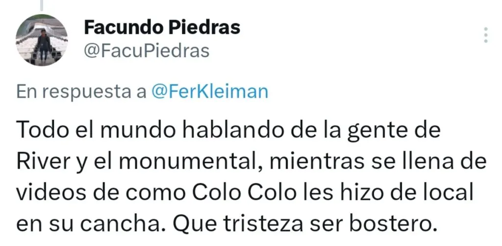 Críticas contra la hinchada de Boca Juniors en Twitter.