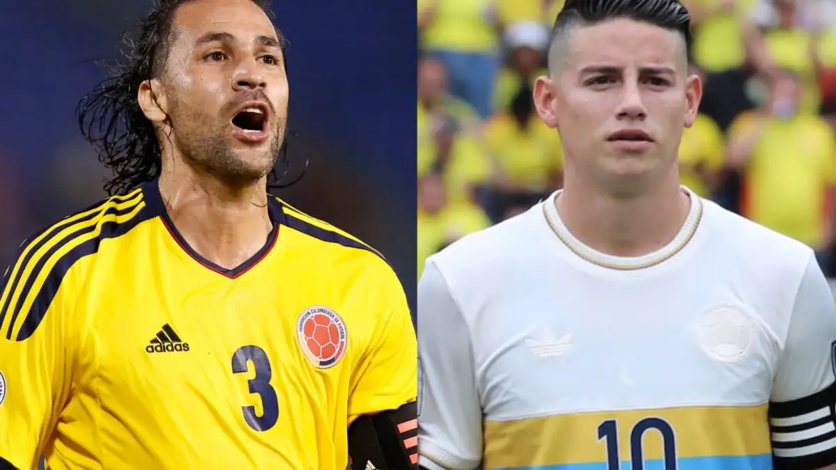 Mario Yepes y James Rodríguez.