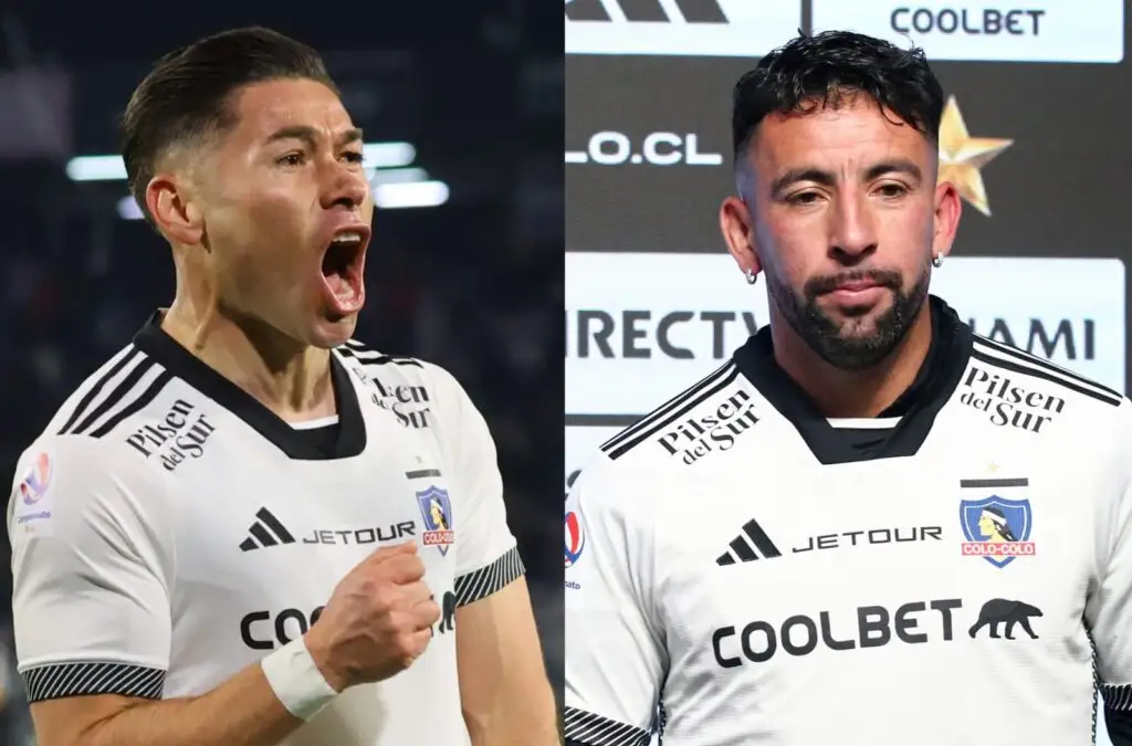 Mauricio Isla y Óscar Opazo con camiseta de Colo-Colo.