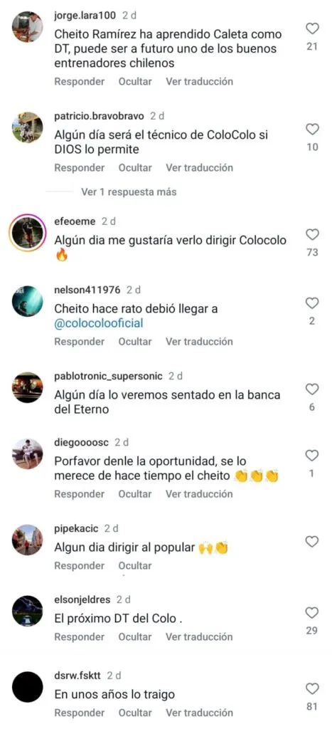 Elogios a Miguel Ramírez