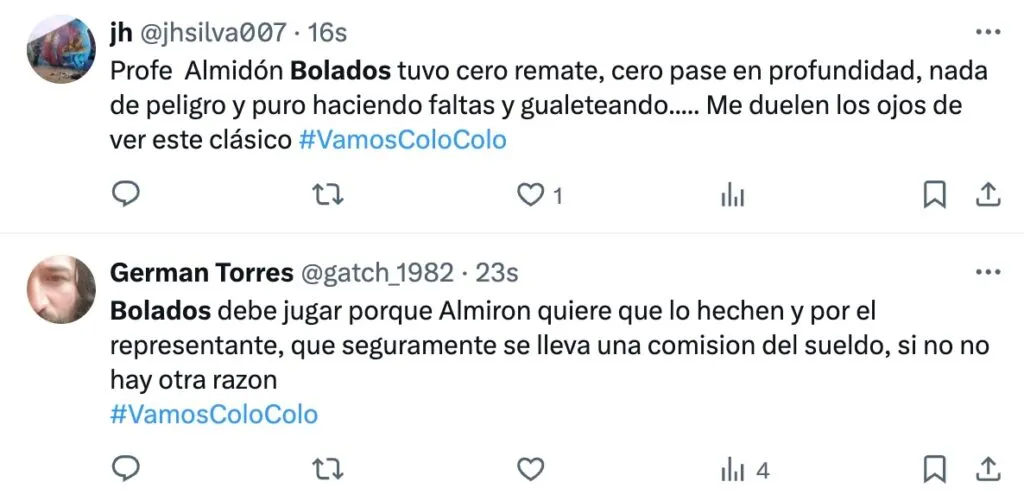 Reacciones hinchas.