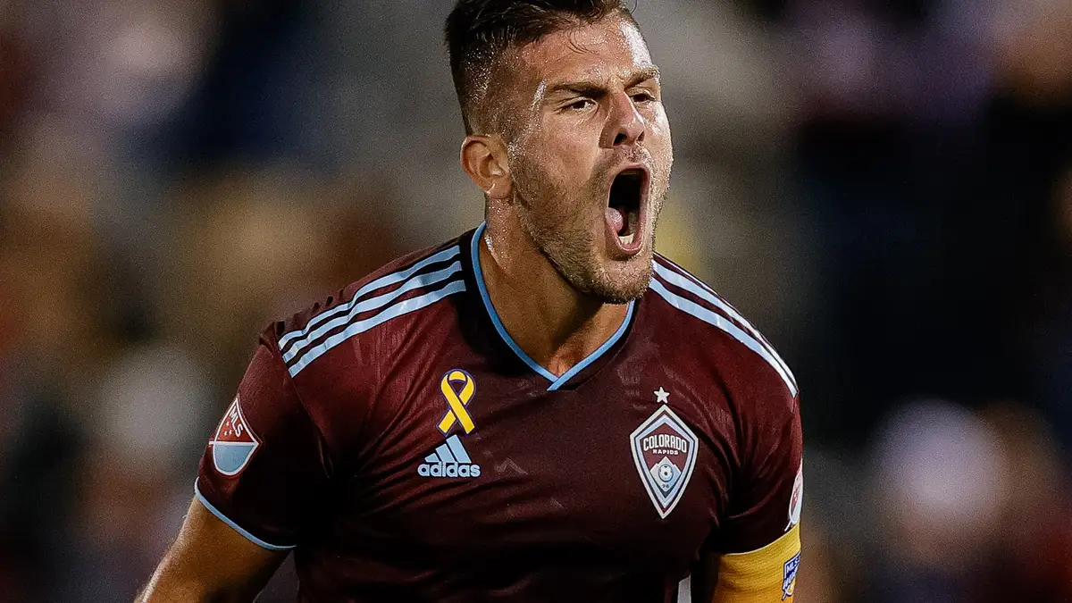 Diego Rubio celebrando un gol con Colorado Rapids.