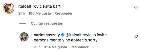 Carlos Caszely por la ausencia de Marcelo Barticciotto.