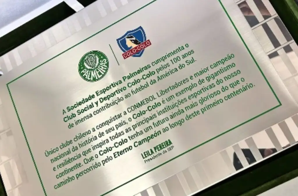 Palmeiras envía regalo por el centenario de Colo-Colo