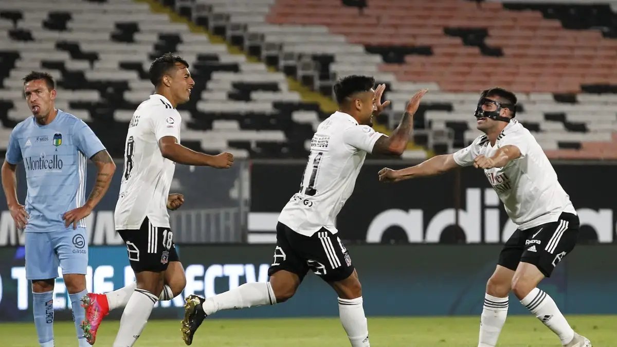 Futbol, Colo Colo vs O’Higgins Tercera fecha, primera rueda Campeonato 2021. El jugador de Colo Colo Marcos Bolados celebra su gol contra O’Higgins durante el partido de primera division realizado en el estadio Monumental, Santiago, Chile. 11/04/2021 Felipe Zanca/Photosport Football, Colo Colo vs O’Higgins Third date Championship 2021. Colo Colo’s player Marcos Bolados, celebrates his goal against O’Higgins during the first division football match held at the Monumental stadium in Santiago, Chile. 11/04/2021 Felipe Zanca/Photosport