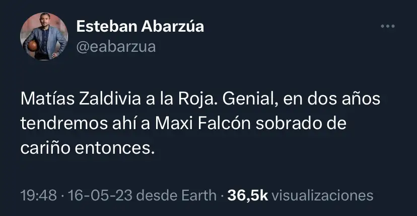 Captura de pantalla sobre tweet de Esteban Abarzúa.