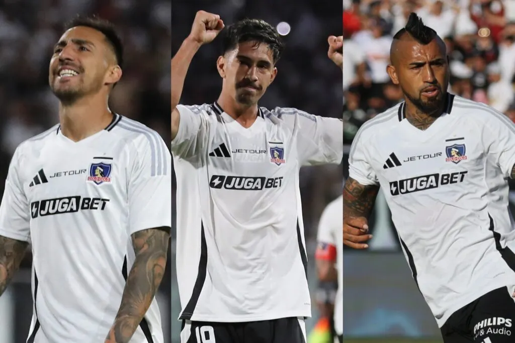 Javier Correa, Salomón Rodríguez y Arturo Vidal con la camiseta de Colo-Colo.