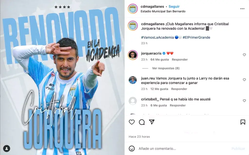 Cristóbal Jorquera renovó su contrato con Magallanes.