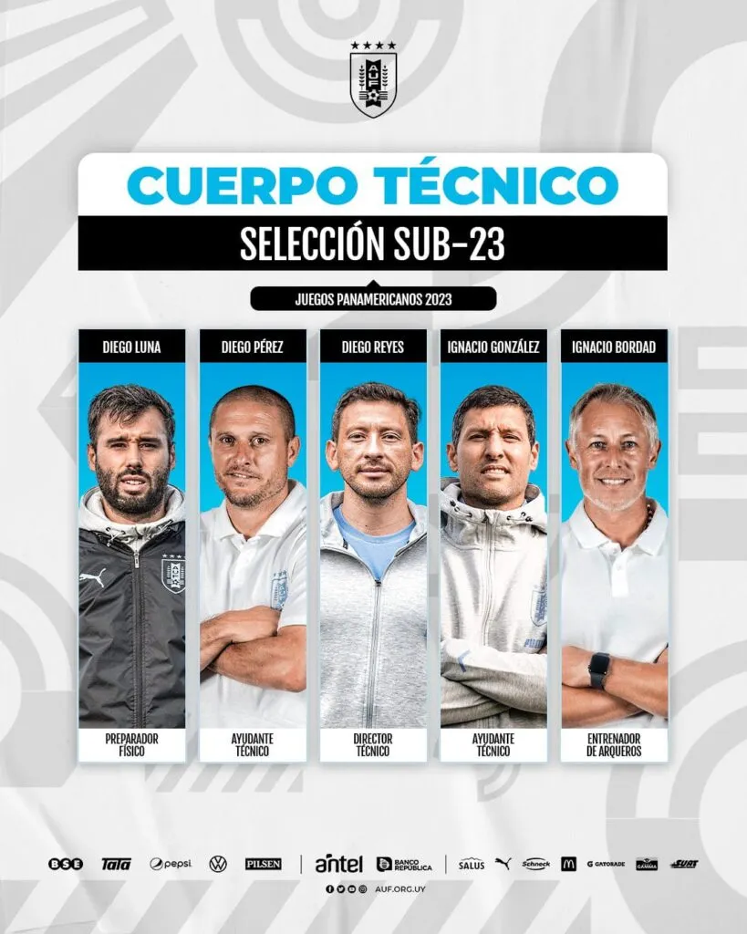 El cuerpo técnico de Uruguay para los Juegos Panamericanos.