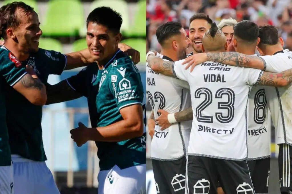 Santiago Wanderers y Colo-Colo celebrando un gol.