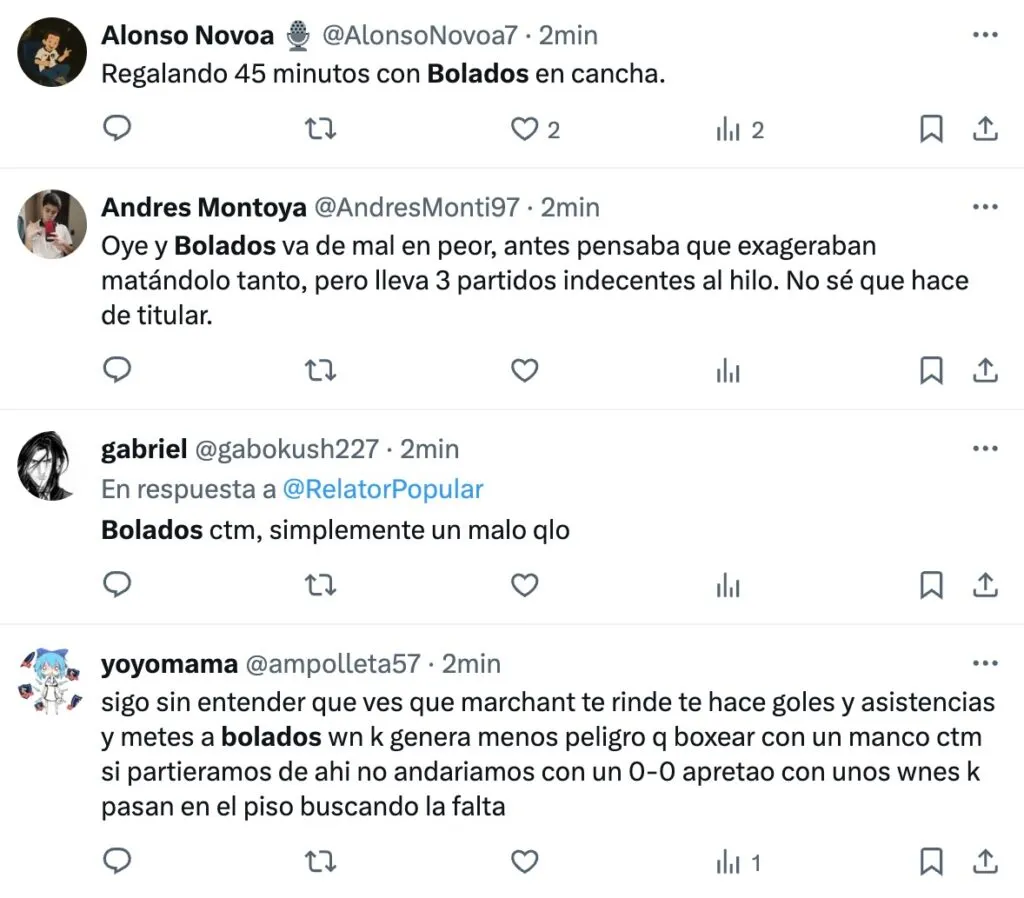 Reacciones hinchas.