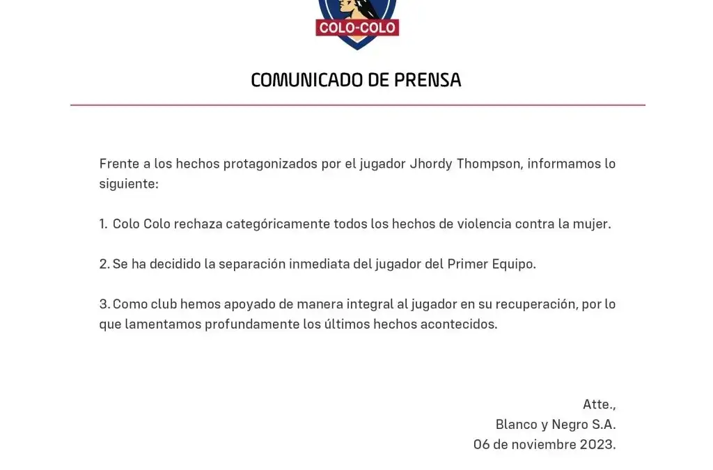 Comunicado 6 de noviembre de 2023.