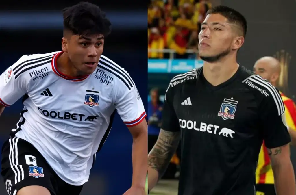Damián Pizarro y Brayan Cortés con camiseta de Colo-Colo.