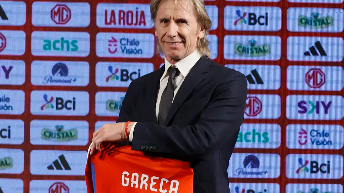 Ricardo Gareca en su presentación con La Roja