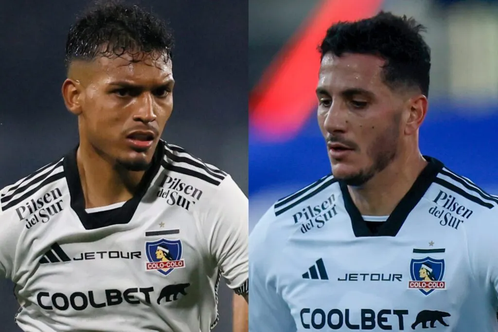 Primer plano a Daniel Gutiérrez y Gonzalo Castellani con camiseta de Colo-Colo.