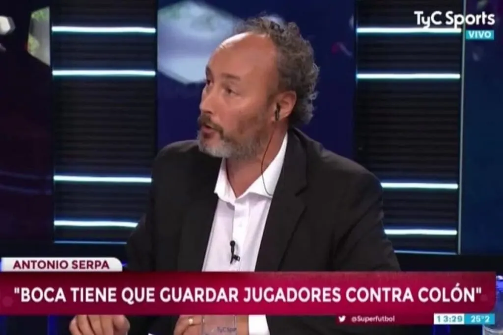 Antonio Serpa opinando en el panel de Tyc Sports en Argentina.