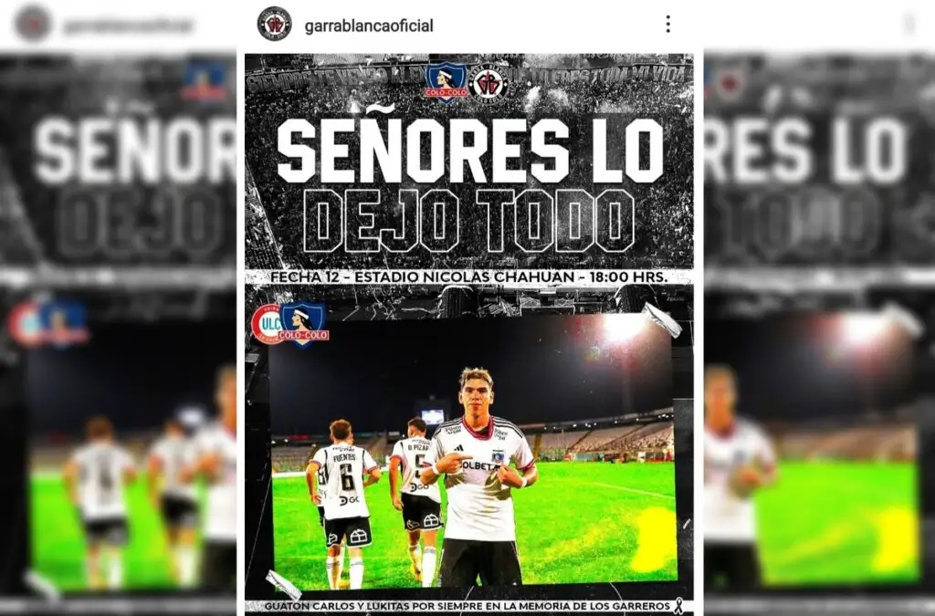 Comunicado de la Garra Blanca en Instagram.