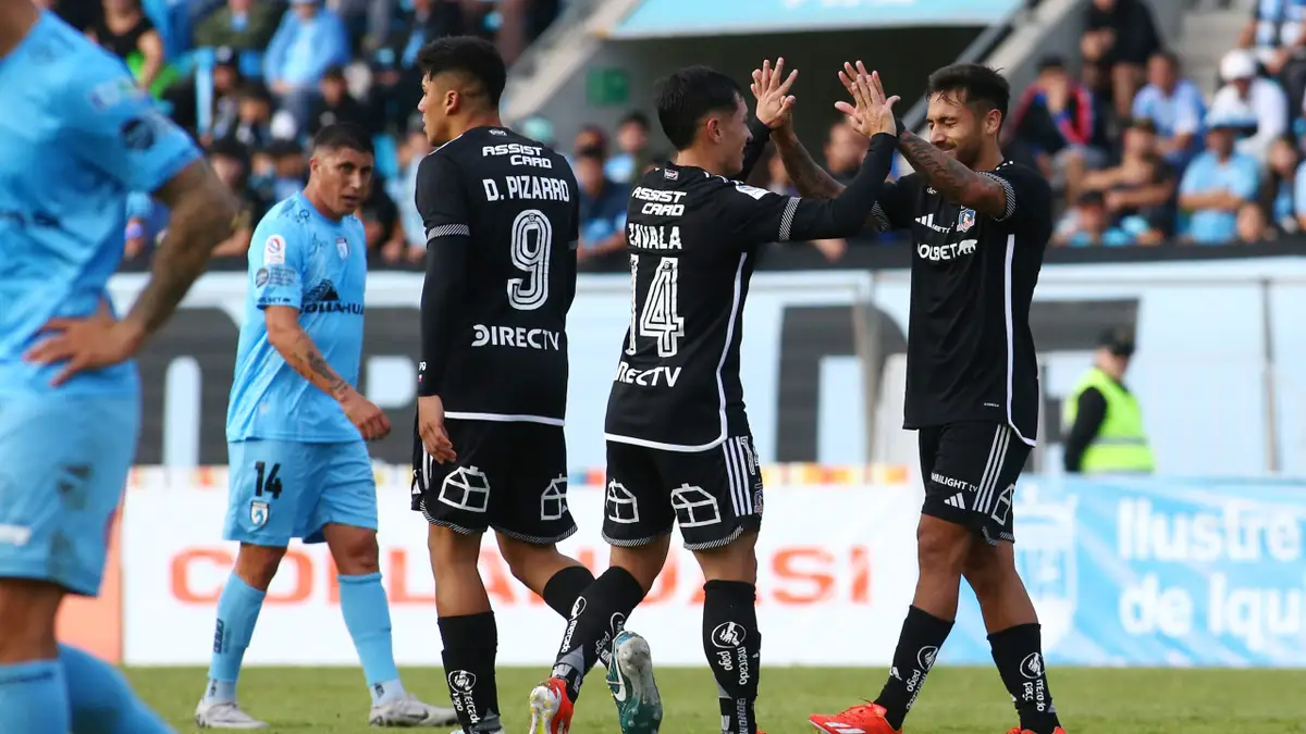 Futbol, Deportes Iquique vs Colo Colo. Fecha 14, Campeonato Nacional 2024. El jugador de Colo Colo Marcos Bolados festeja su gol durante el partido de primera division contra Deportes Iquique disputado en el estadio Tierra de Campeones de Iquique, Chile. 25/05/2024 Alex Diaz/Photosport Soccer, Deportes Iquique vs Colo Colo. Date 14, National Championship 2024. Colo Colo player Marcos Bolados celebrates his goal during the first division match against Deportes Iquique at the Tierra de Campeones stadium in Iquique, Chile. 25/05/2024 Alex Diaz/Photosport