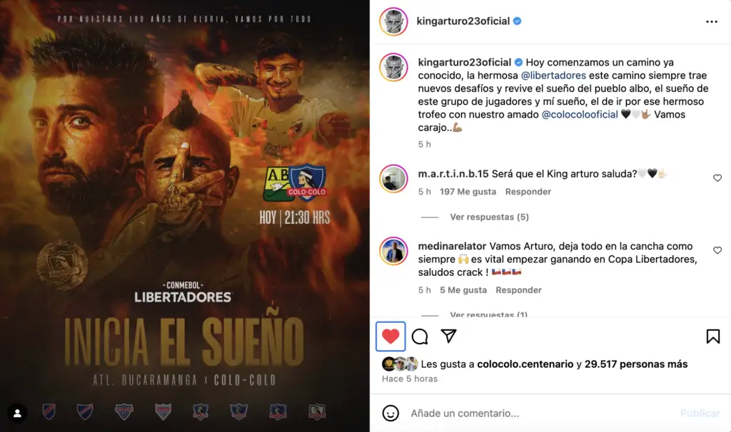 Arturo Vidal y su arenga a Colo-Colo.