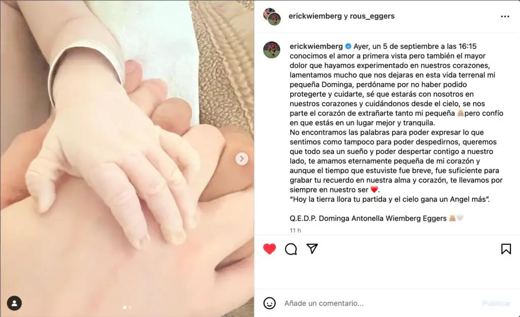 Erick Wiemberg y Rosemarie Eggers sufrieron la muerte de su hija recién nacida.