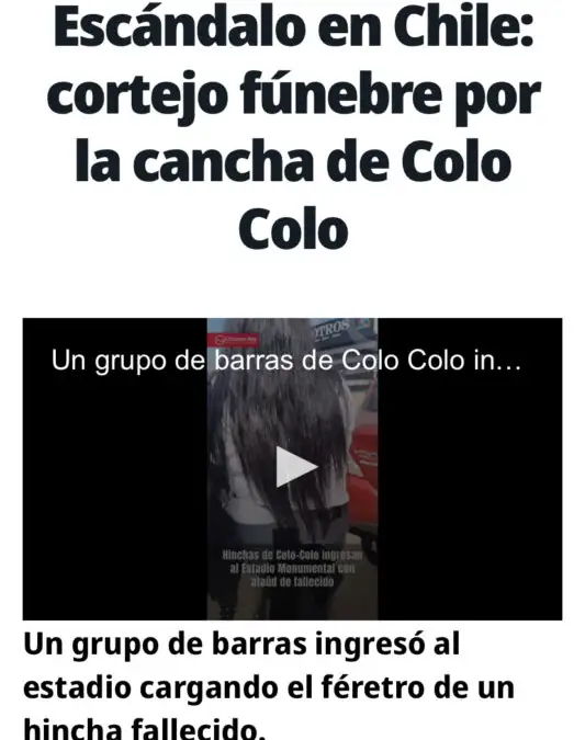Noticia del diario Olé sobre el ingreso del cortejo fúnebre al Estadio Monumental.