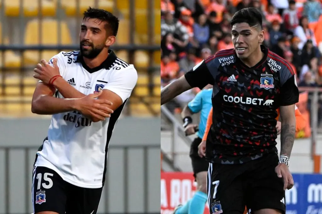 Emiliano Amor y Carlos Palacios con la camiseta de Colo-Colo