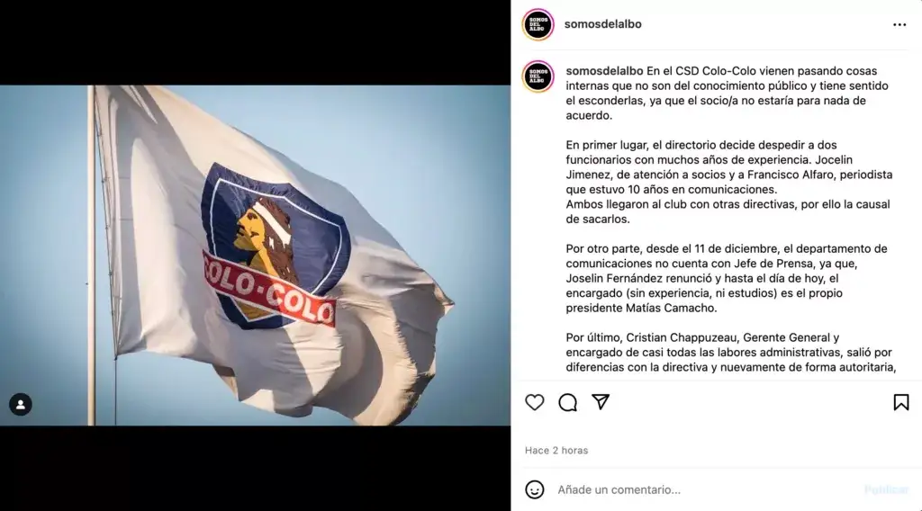 Los hinchas de Colo-Colo piden la salida de Matías Camacho de la presidencia del Club Social y Deportivo.